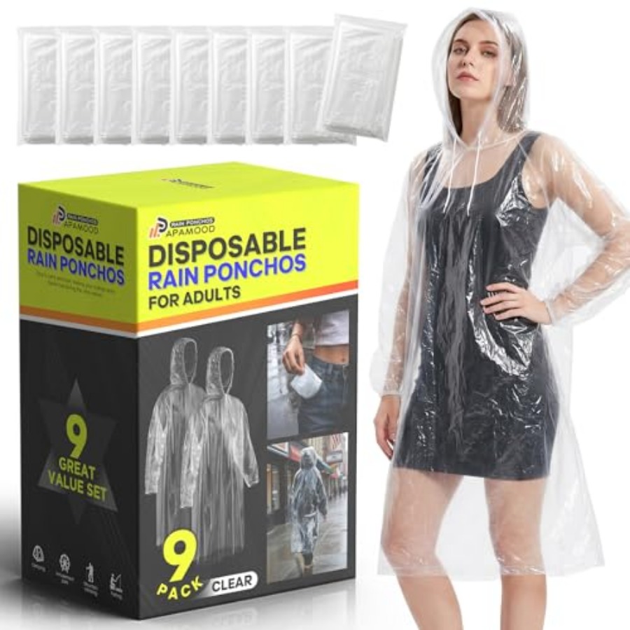 Disposable Rain Ponchos, 6PK/9 - đánh giá và giá Emergency Poncho Rain